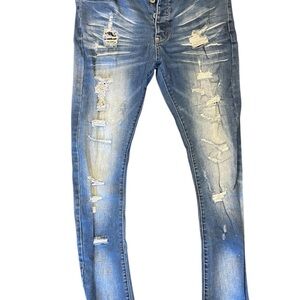 Stylish Distressed Blue Men's Skinny Jeans